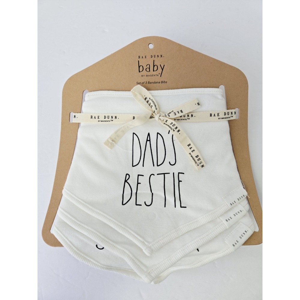 Rae Dunn Baby Bib Set Dad's Bestie NEW set of 3 Bandana Bibs